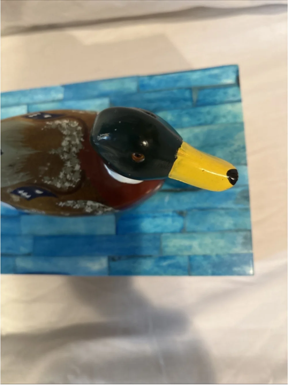 Vintage Wooden Duck Box Hand Carved/Hand Painted Wooden Duck Decoy Storage 1097